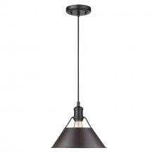 Golden Canada 3306-M BLK-RBZ - Orwell 10" Wide Medium Pendant in Matte Black with Rubbed Bronze