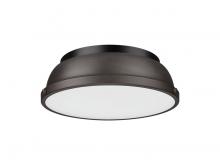 Golden Canada 3602-14 BLK-RBZ - Duncan 14" Flush Mount in Matte Black with Rubbed Bronze