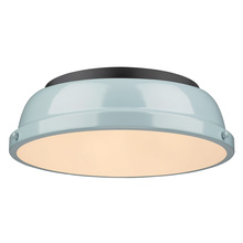 Golden Canada 3602-14 BLK-SF - Duncan 14" Flush Mount in Matte Black with a Seafoam Shade