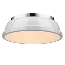 Golden Canada 3602-14 CH-WH - Duncan 14" Flush Mount in Chrome with a White Shade