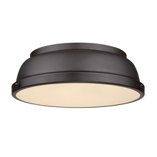 Golden Canada 3602-14 RBZ-RBZ - Duncan 14" Flush Mount in Rubbed Bronze with a Rubbed Bronze Shade