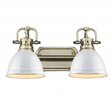 Golden Canada 3602-BA2 AB-WH - Duncan 2 Light Bath Vanity in Aged Brass with White Shades