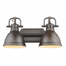 Golden Canada 3602-BA2 RBZ-RBZ - Duncan 2 Light Bath Vanity in Rubbed Bronze with Rubbed Bronze Shades