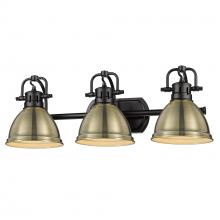 Golden Canada 3602-BA3 BLK-AB - Duncan 3 Light Bath Vanity in Matte Black with an Aged Brass Shade