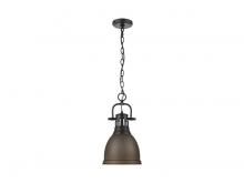 Golden Canada 3602-S BLK-RBZ - Duncan Small Pendant with Chain in Matte Black with Rubbed Bronze