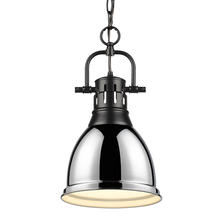 Golden Canada 3602-S BLK-CH - Duncan Small Pendant with Chain in Matte Black with Chrome