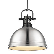 Golden Canada 3604-L BLK-PW - Duncan 1-Light Pendant with Rod in Matte Black with Pewter