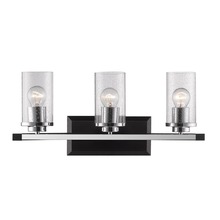 Golden Canada 4309-BA3 BLK-SD - Mercer 3 Light Bath Vanity in Matte Black with Chrome accents and Seeded Glass