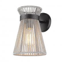 Golden Canada 6938-1W BLK-BR - Avon 1-Light Wall Sconce in Matte Black with Bleached Raphia Rope