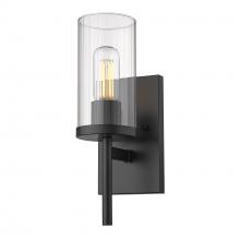 Golden Canada 7011-1W BLK-CLR - Winslett Wall Sconce in Matte Black with Ribbed Clear Glas Shade