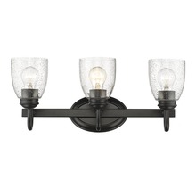 Golden Canada 8001-BA3 BLK-SD - Parrish 3 Light Bath Vanity in Matte Black with Seeded Glass