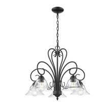 Golden Canada 8606-D5 BLK-CLR - Homestead 5 Light Nook Chandelier in Matte Black with Clear Glass