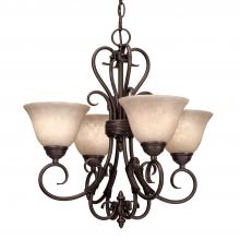 Golden Canada 8606-GM4 RBZ-TEA - Homestead 4 Light Mini Chandelier in Rubbed Bronze with Tea Stone Glass