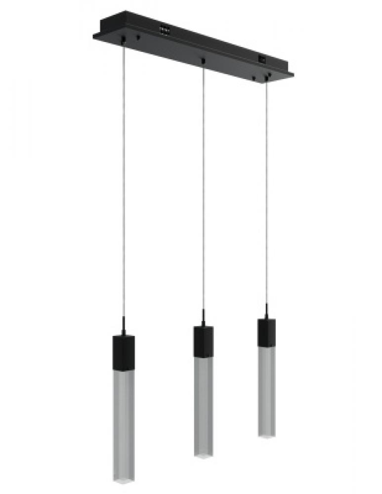 The Original Glacier Snow Avenue Collection Black 3 Light Pendant Fixture