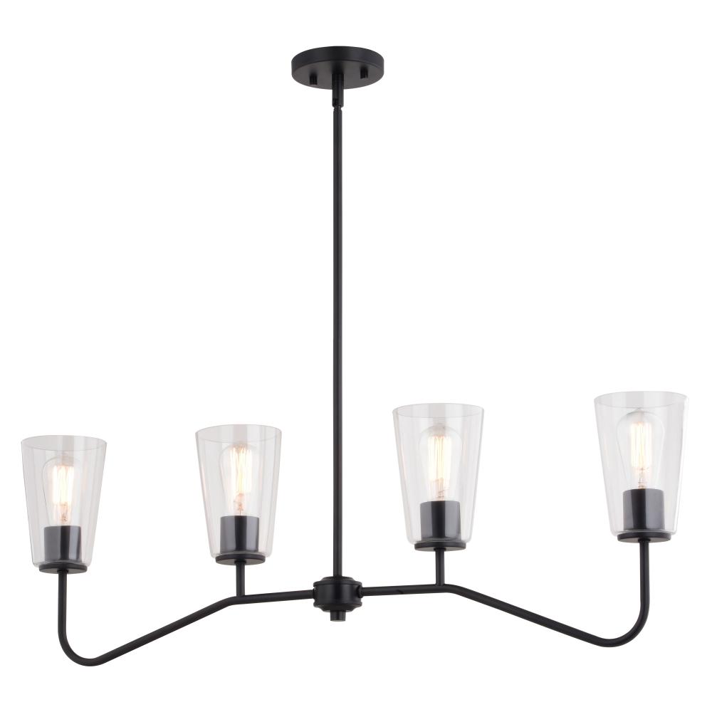 Beverly 36-in 4 Light Linear Chandelier Matte Black