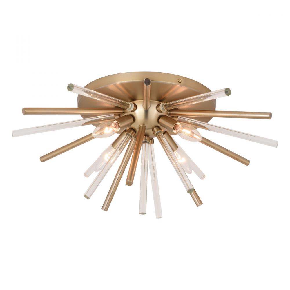 Aria 22.5 in. 4 Light Flush Mount Natural Brass