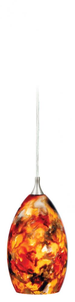 Milano 4.5-in Mini Pendant Ember MÃ©lange Glass Satin Nickel