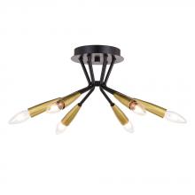 Vaxcel International C0264 - Ellis 16.25-in. 6 Light Semi-Flush Mount Matte Black and Satin Brass