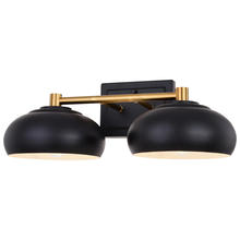 Vaxcel International W0383 - Belmont 2 Light Vanity Matte Black and Satin Brass