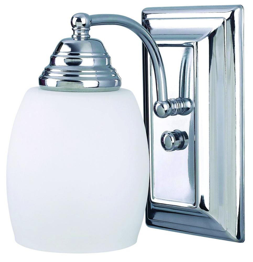 Griffin, 1 Light Vanity, Flat Opal Glass, 100 W Type A, 4 5/8" W x 8" H x 7 1/4" D