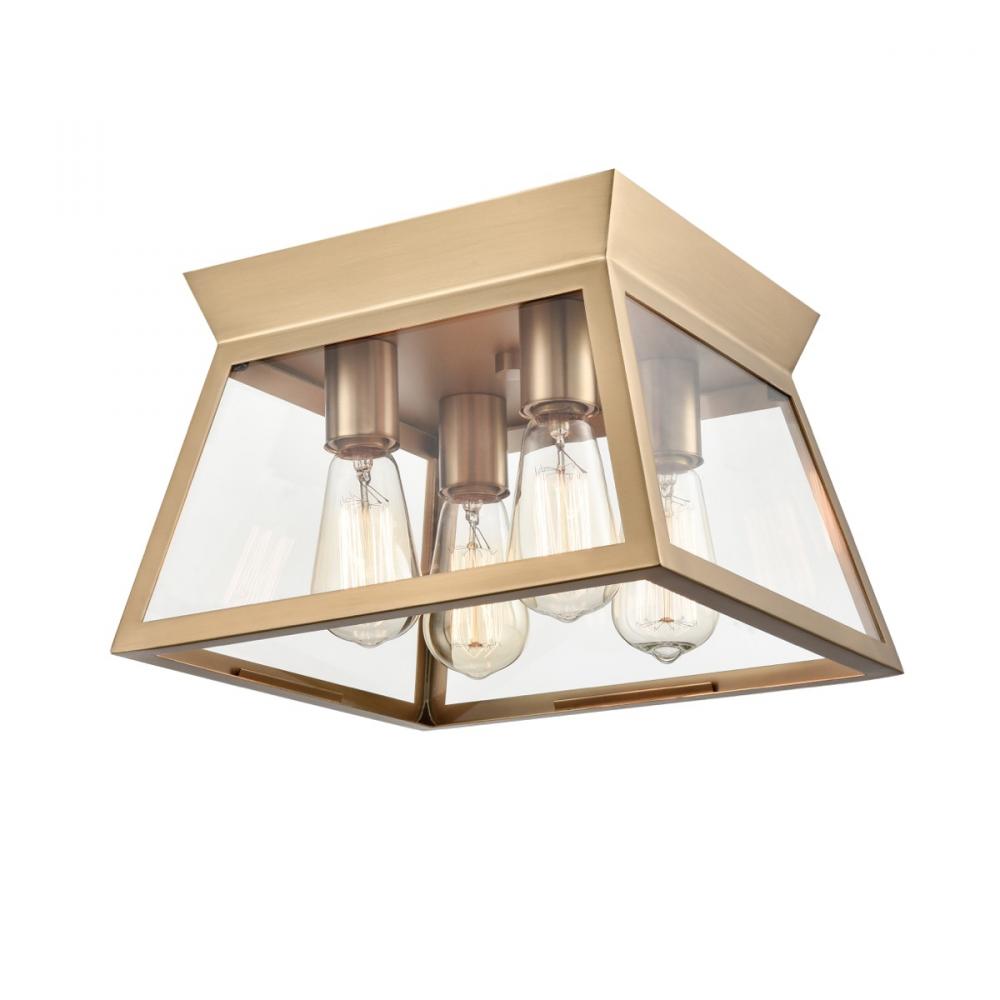 Lucian 4 Light Flushmount Brushed Brass