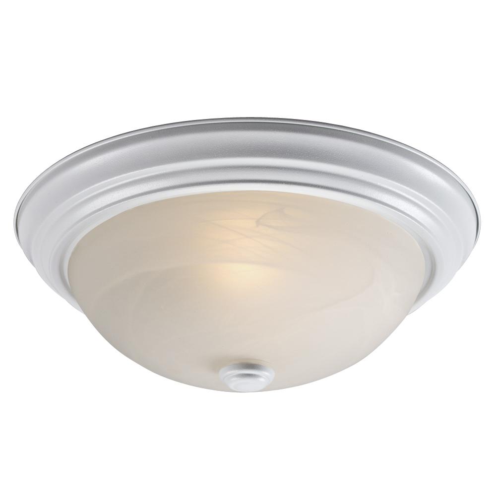 Flush Mount - White w/ Marbled Glass