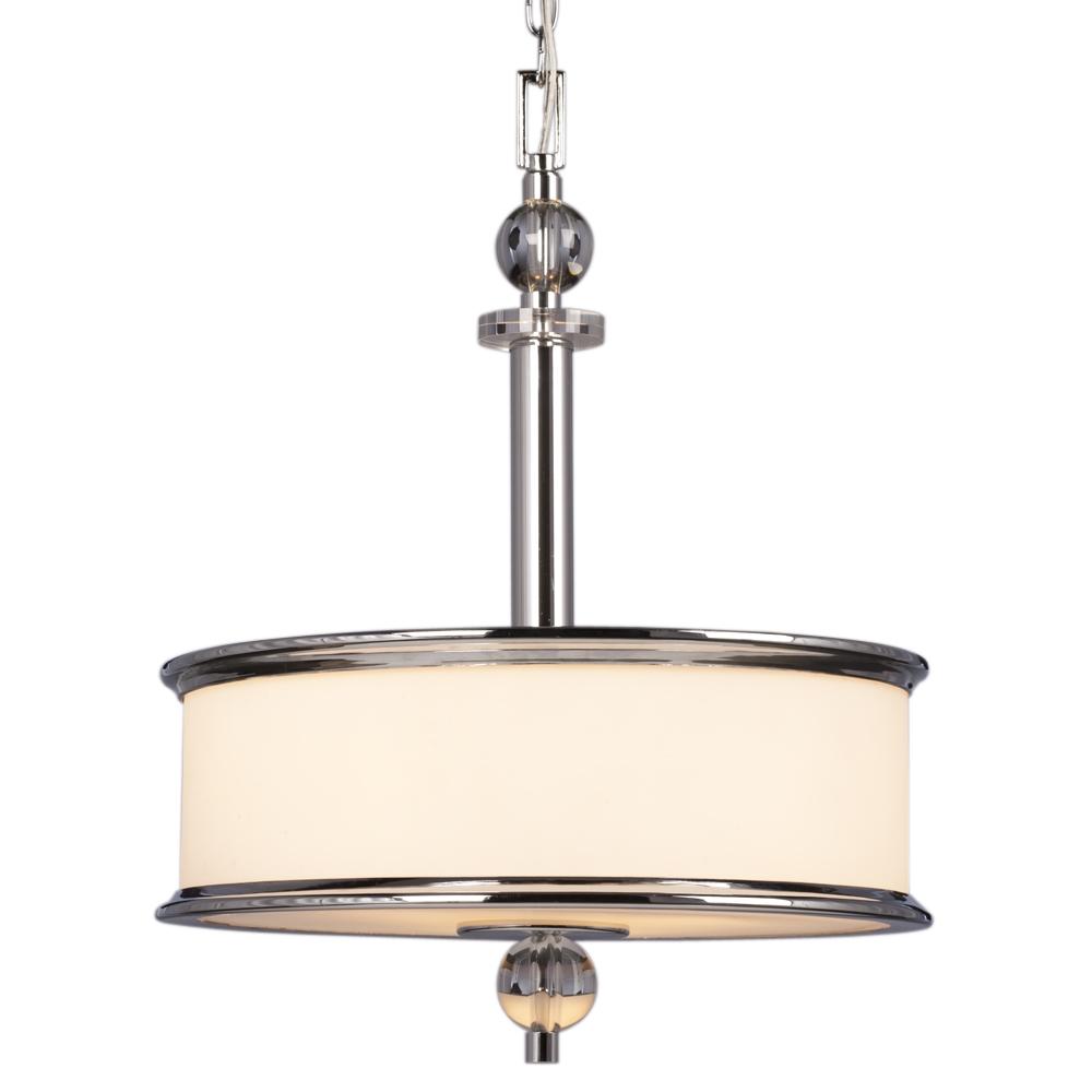 3-Light Pendant - Polished Chrome with White Glass