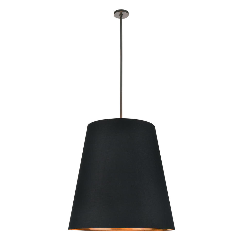 Calor 30-in Black Linen With Gold Parchment/Urban Bronze 3 Lights Pendant