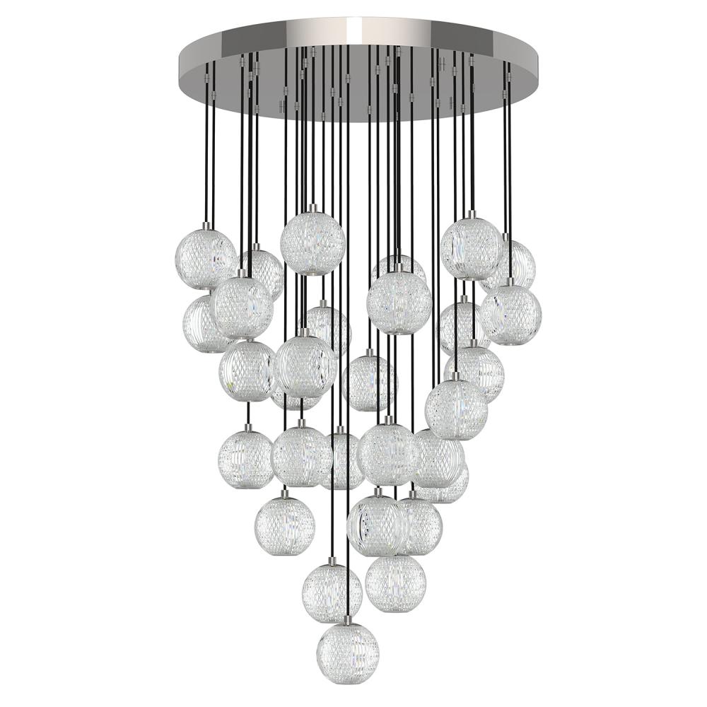 Marni 30 Head Polished Nickel LED Multi Pendant