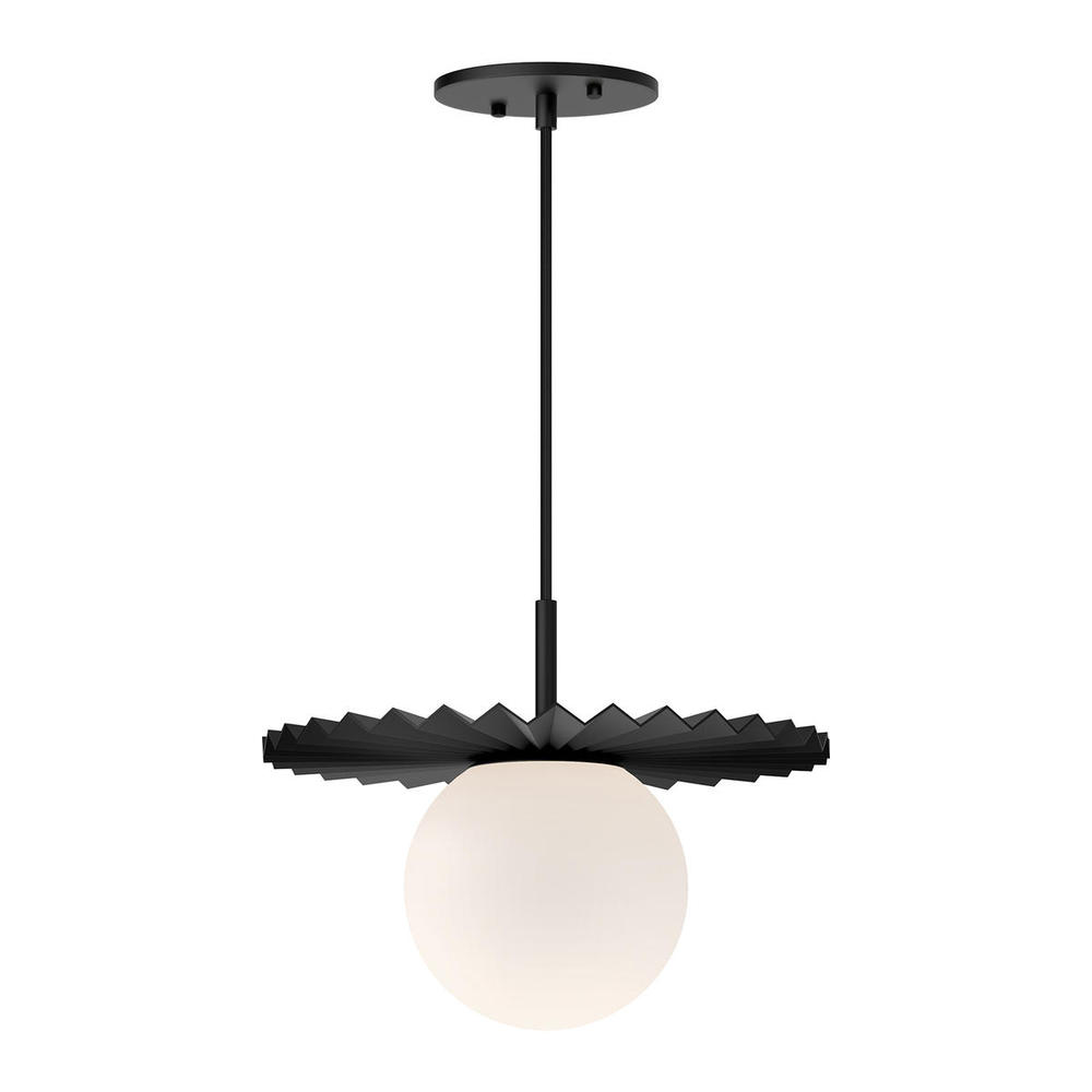 Plume 12-in Matte Black/Opal Matte Glass 1 Light Pendant