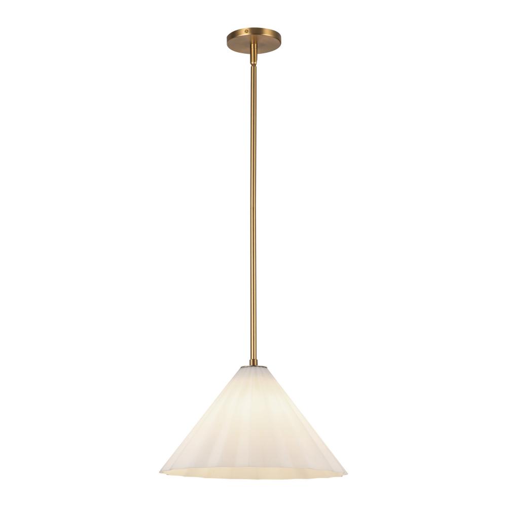 Serena 14-in Aged Brass/Opal Glass 1 Light Pendant