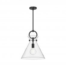 Alora Lighting PD412514MBCL - Emerson 14-in Matte Black/Clear Glass 1 Light Pendant