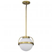 Nuvo 60/7783 - Lakeshore 1 Light Small Pendant; Natural Brass Finish; White Opal Glass